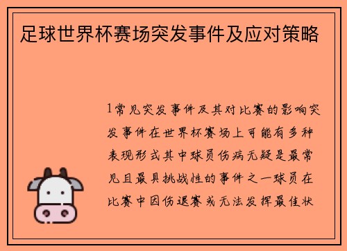 足球世界杯赛场突发事件及应对策略