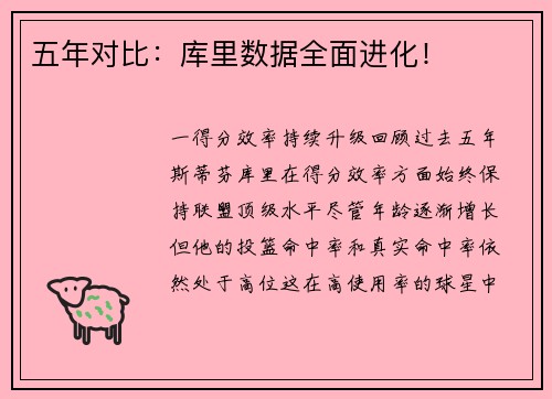 五年对比：库里数据全面进化！